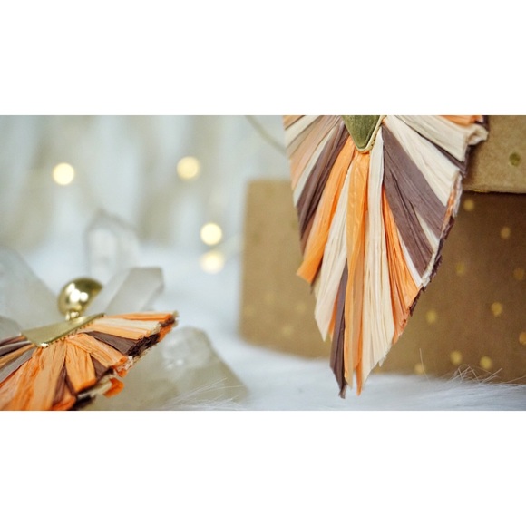 NEW! Geometric Raffia Tassel Stud Post Earrings - Picture 5 of 10